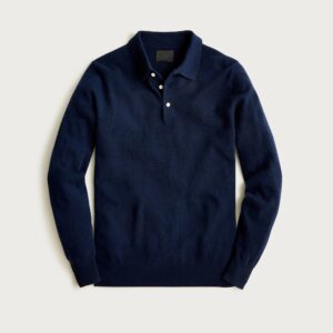 Navy Collared Sweater-Polo — Men's Long-Sleeve Knit Pullover Top