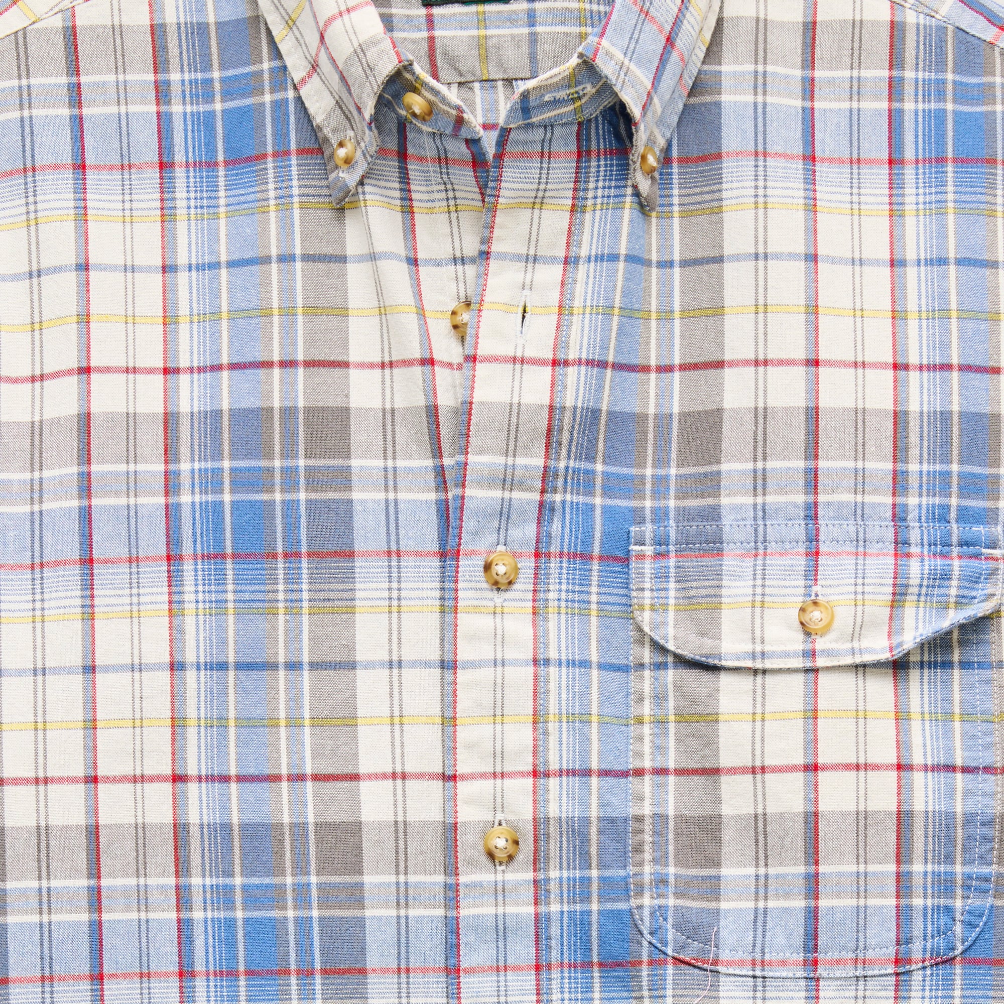 Blue/Natural/Gray Plaid Cotton Shirt — Men's Lightweight Button-Down - Image 4